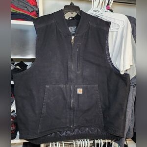 Loose Fit Washed Duck Insulated Rib Collar Vest (2XL)